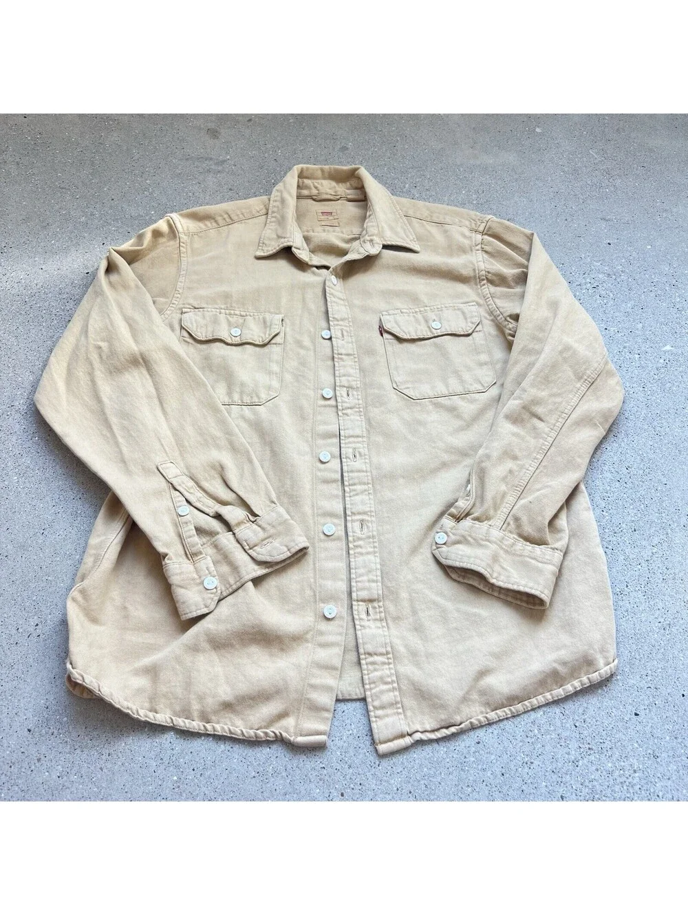 Levis Shirt Men M Yellow Long Sleeve Button Down The Relaxed Jackson Worker